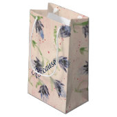 Blue Watercolor Blumenbeutel Kleine Geschenktüte (Rückseite Schrägansicht)