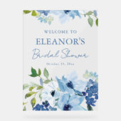 Blue Watercolor Botanical Custom Shower Welcome Acrylschild (Vorderseite)