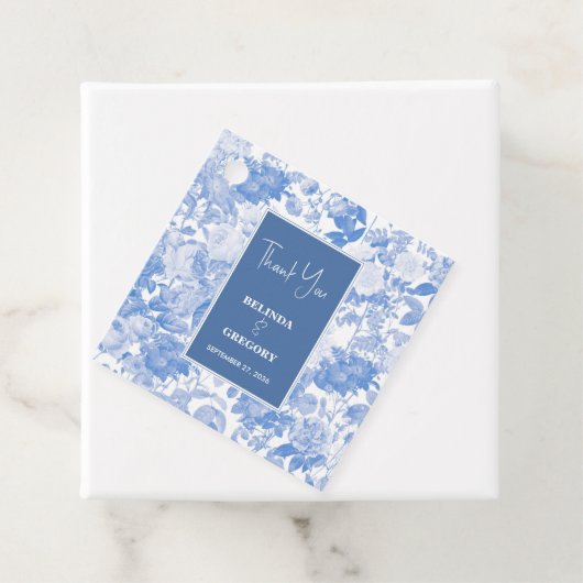 Blue Watercolor Botanical Florals Wedding Geschenkanhänger (Beispiel)