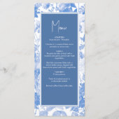 Blue Watercolor Botanical Florals Wedding Menükarte (Vorderseite)