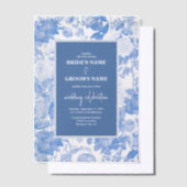Blue Watercolor Botanical Florals Wedding Pergament Einladungen (Versetzt)