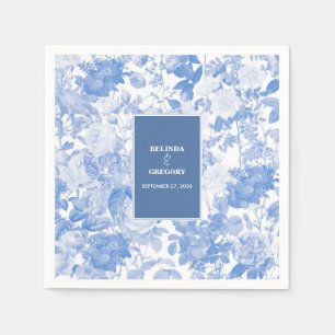 Blue Watercolor Botanical Florals Wedding Serviette