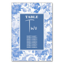 Blue Watercolor Botanical Florals Wedding Table Nu