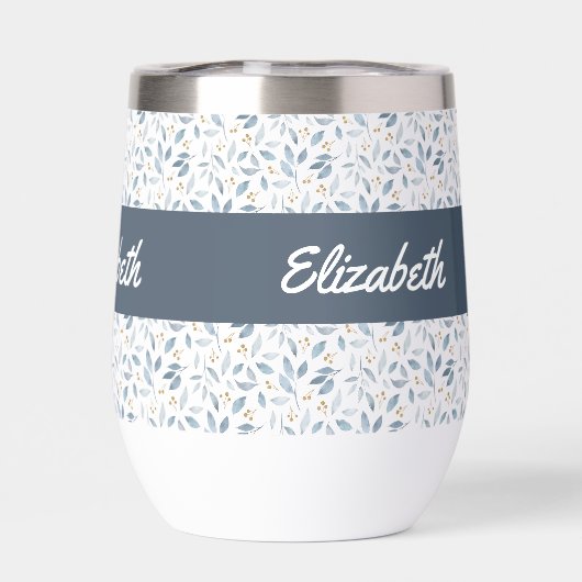 Blue Watercolor Botanical Pattern Name (Rückseite)