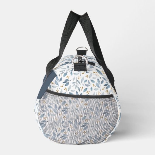 Blue Watercolor Botanical Pattern Name Duffle Bag (Rechts)