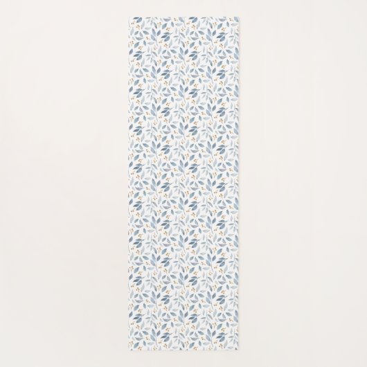 Blue Watercolor Botanical Pattern Name Yogamatte (Rückseite)