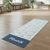Blue Watercolor Botanical Pattern Name Yogamatte