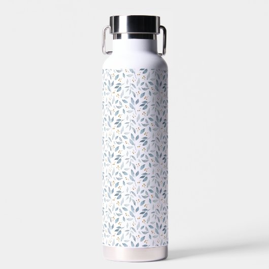 Blue Watercolor Botanical Pattern  Trinkflasche (Vorne)