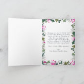 Blue Watercolor Botanicals 1 Foto Frohe Weihnachte Karte (Innenseite)