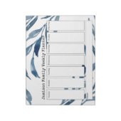 Blue Watercolor Botanicals Weekend Planer Notizblock (Rotiert)