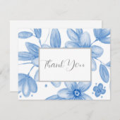 Blue Watercolor Bouquet Dankeskarte (Vorne/Hinten)