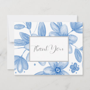 Blue Watercolor Bouquet Dankeskarte