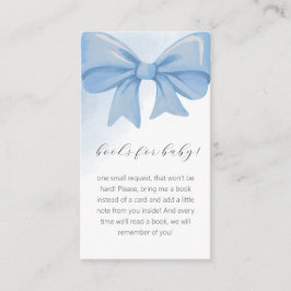 Blue Watercolor Bow Baby Showbücher für Baby Begleitkarte