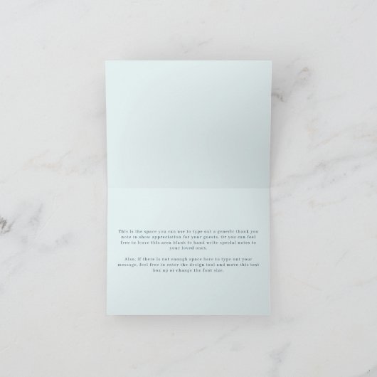 Blue Watercolor Bow Baby Shower Folding Dankeskarte (Innenseite)