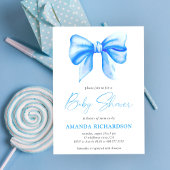 Blue Watercolor Bow Boy Baby Dusche Einladung
