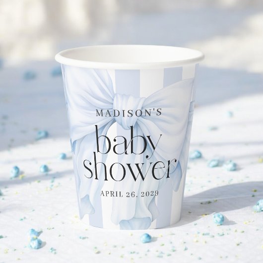 Blue Watercolor Bow Boy Baby Dusche Pappbecher