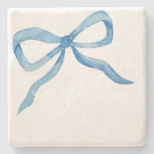 Blue Watercolor Bow Grandmillenial Preppy Unterset Steinuntersetzer (Vorderseite)