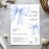 Blue Watercolor Bow Kälte außerhalb Baby Dusche Einladung