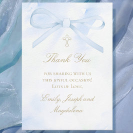 blue watercolor bow Thank You card Einladung