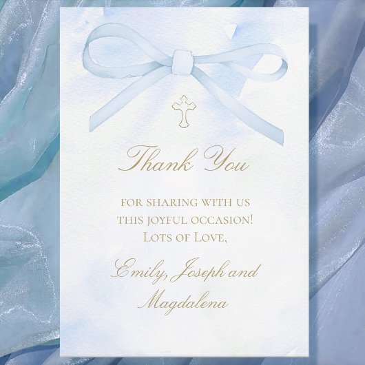 blue watercolor bow Thank You card Einladung