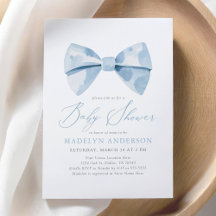 Blue Watercolor Bowtie Boy Baby Dusche