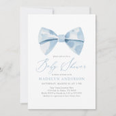 Blue Watercolor Bowtie Boy Baby Dusche Einladung (Vorderseite)