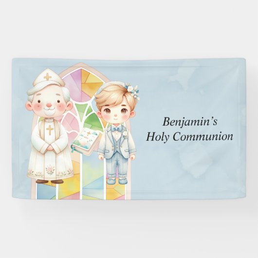 Blue Watercolor Boy 1st. Kommune Banner (Horizontal)