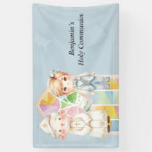 Blue Watercolor Boy 1st. Kommune Banner (Vertikal)