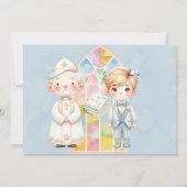 Blue Watercolor Boy 1st. Kommune Einladung (Rückseite)