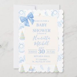Blue Watercolor Boy Baby Shower Invitation Einladung