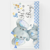 Blue Watercolor Boy Elephant Babydusche Banner (Vertikal)