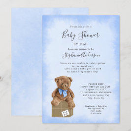 Blue Watercolor Brown Bear Baby Dusche von Mail Einladung