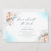 Blue Watercolor Brunch Brautparty Einladung (Vorderseite)