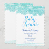 Blue Watercolor Bubbles Baby Dusche Einladung (Vorne/Hinten)
