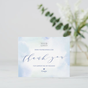 Blue Watercolor Business Logo-Paket Vielen Dank Dankeskarte
