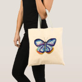 Blue Watercolor Butterfly Art Budget Tasche (Vorderseite (Produkt))