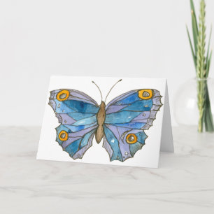 Blue Watercolor Butterfly zum Geburtstag Karte