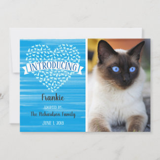 Blue Watercolor Cat Heart Pet Foto Ankündigung