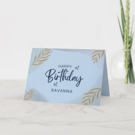 Blue Watercolor Chic Happy Birthday Individuelle N Karte