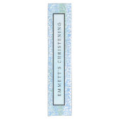 Blue Watercolor Christening Kurzer Tischläufer (Vorderseite)