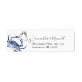 Blue Watercolor Christmas Crab Address Labels (Vorne)