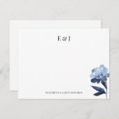 Blue Watercolor Classic Elegante Couple Initials Mitteilungskarte (Vorne/Hinten)