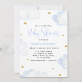 Blue Watercolor Clouds Baby Boy Dusche Einladung (Vorderseite)