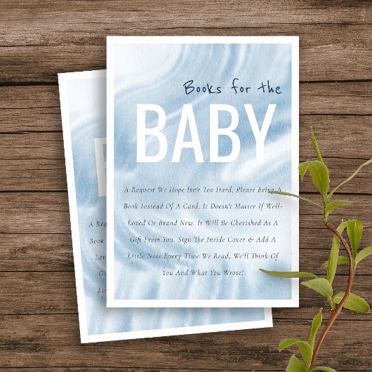 Blue Watercolor Clouds Books For The Baby Shower Begleitkarte