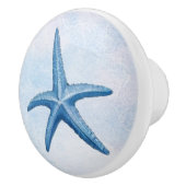 Blue Watercolor Coastal Beach Starfish Seashells Keramikknauf (Rechts)