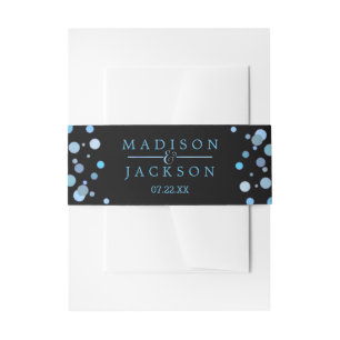 Blue Watercolor Confetti Dots Hochzeit Einladung Einladungsbanderole