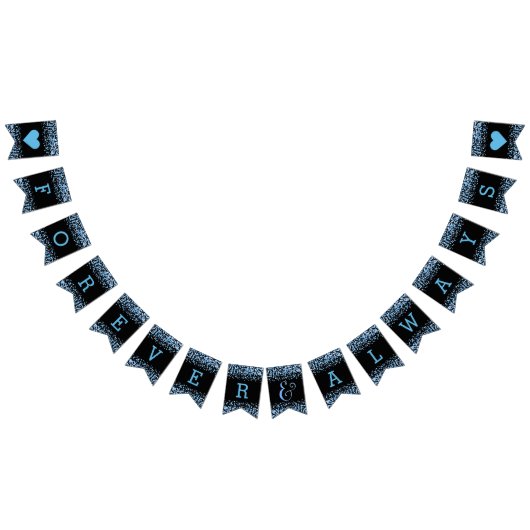 Blue Watercolor Confetti Dots Hochzeit für immer Wimpelkette (Alle)