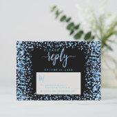 Blue Watercolor Confetti Dots Hochzeitsantwort UAW RSVP Karte (Stehend Vorderseite)