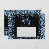 Blue Watercolor Confetti Dots Hochzeitsantwort UAW RSVP Karte (Vorne/Hinten)