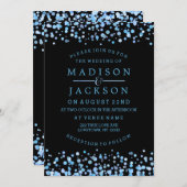 Blue Watercolor Confetti Dots Hochzeitseinladungen Einladung (Vorne/Hinten)